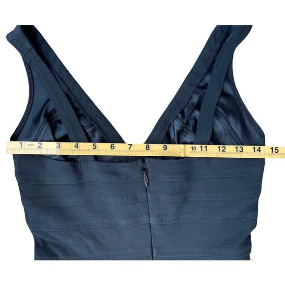 Bianca Nero Black Bandage Bodycon V Neck Stretch Slimming Dress - Small est. - Picture 7 of 12